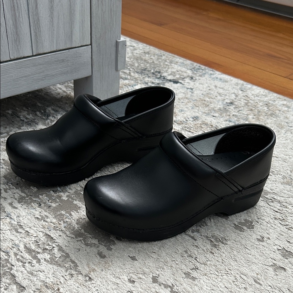 Dansko Black Leather Clogs